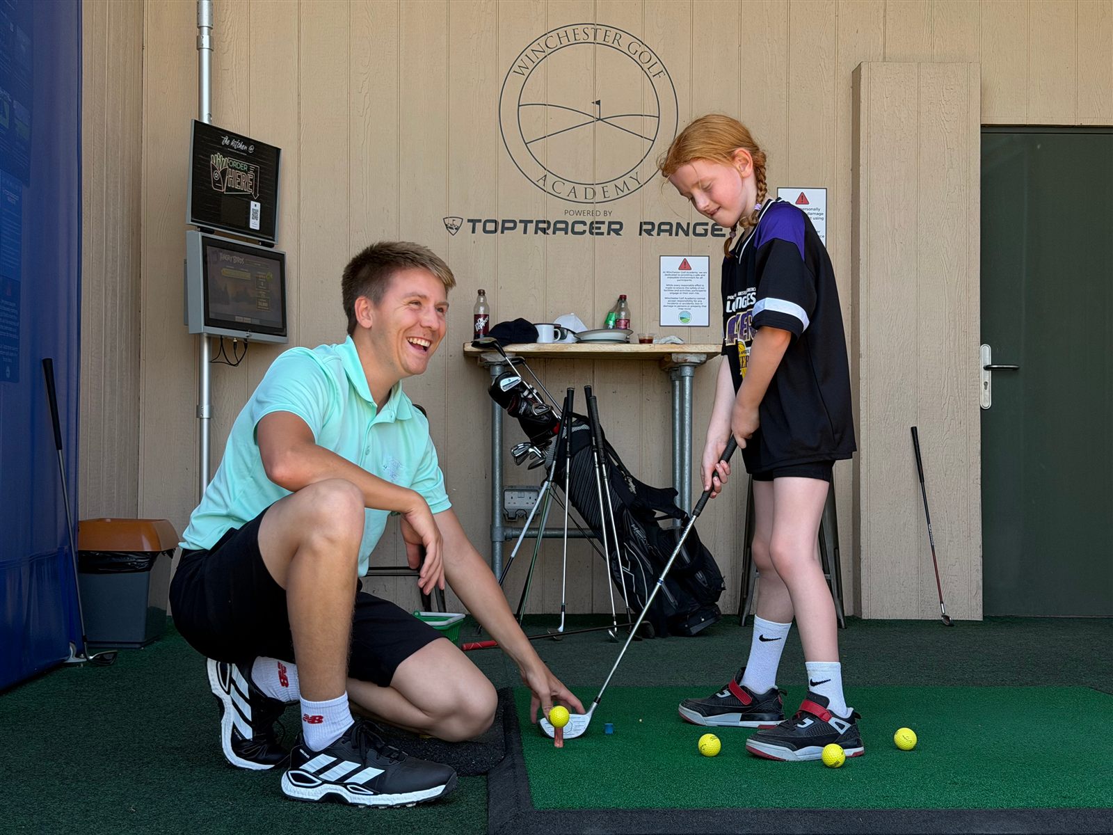 Coach Andy Reid on the range at Winchester Golf Academy