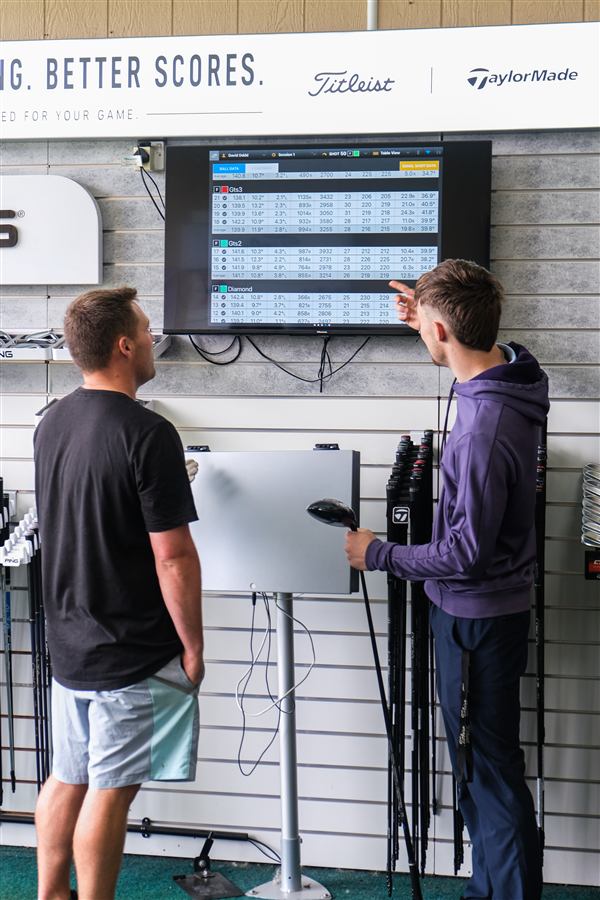 GCQuad launch monitor data during a custom fitting session at Winchester Golf Academy