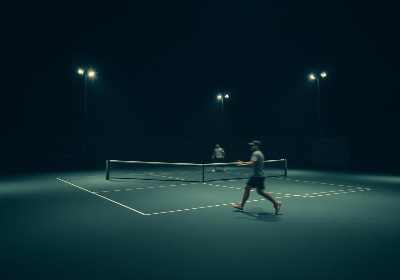 Padel court at night