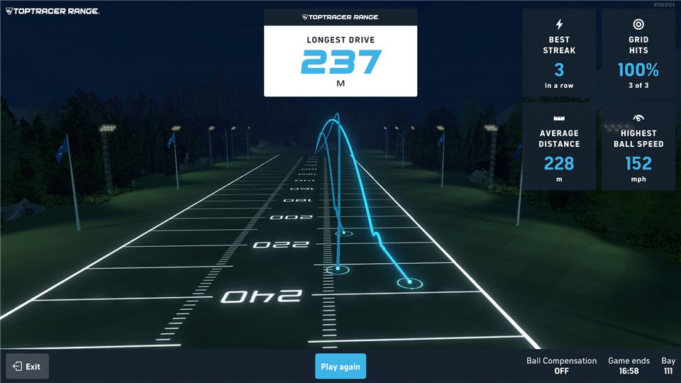 Toptracer Long Drive game screen