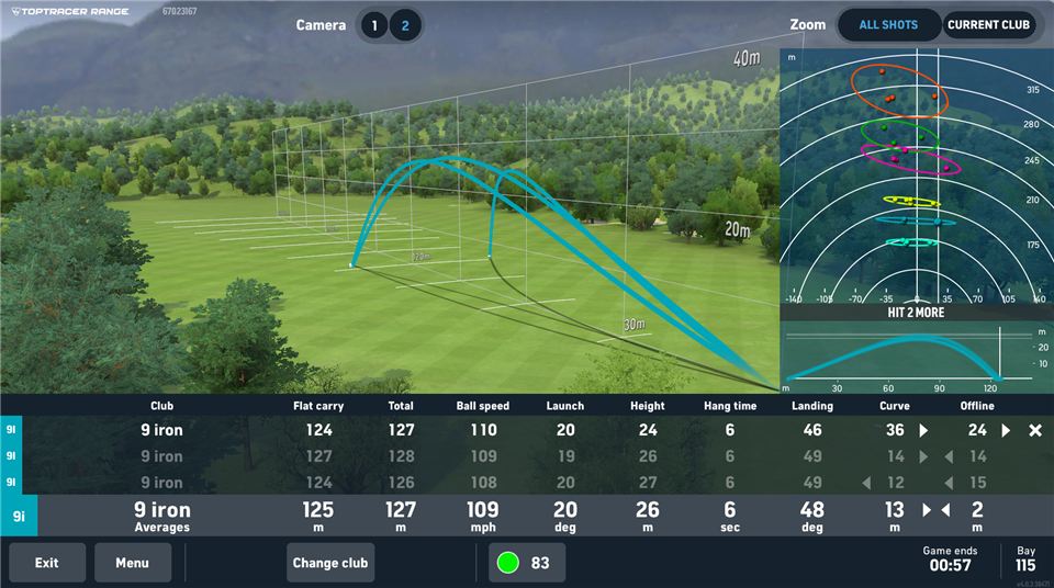 Toptracer My Practice shot data screen
